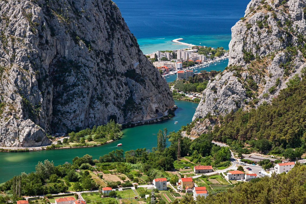 Omis resort aerial view, Dalmatian Coast, Croatia.